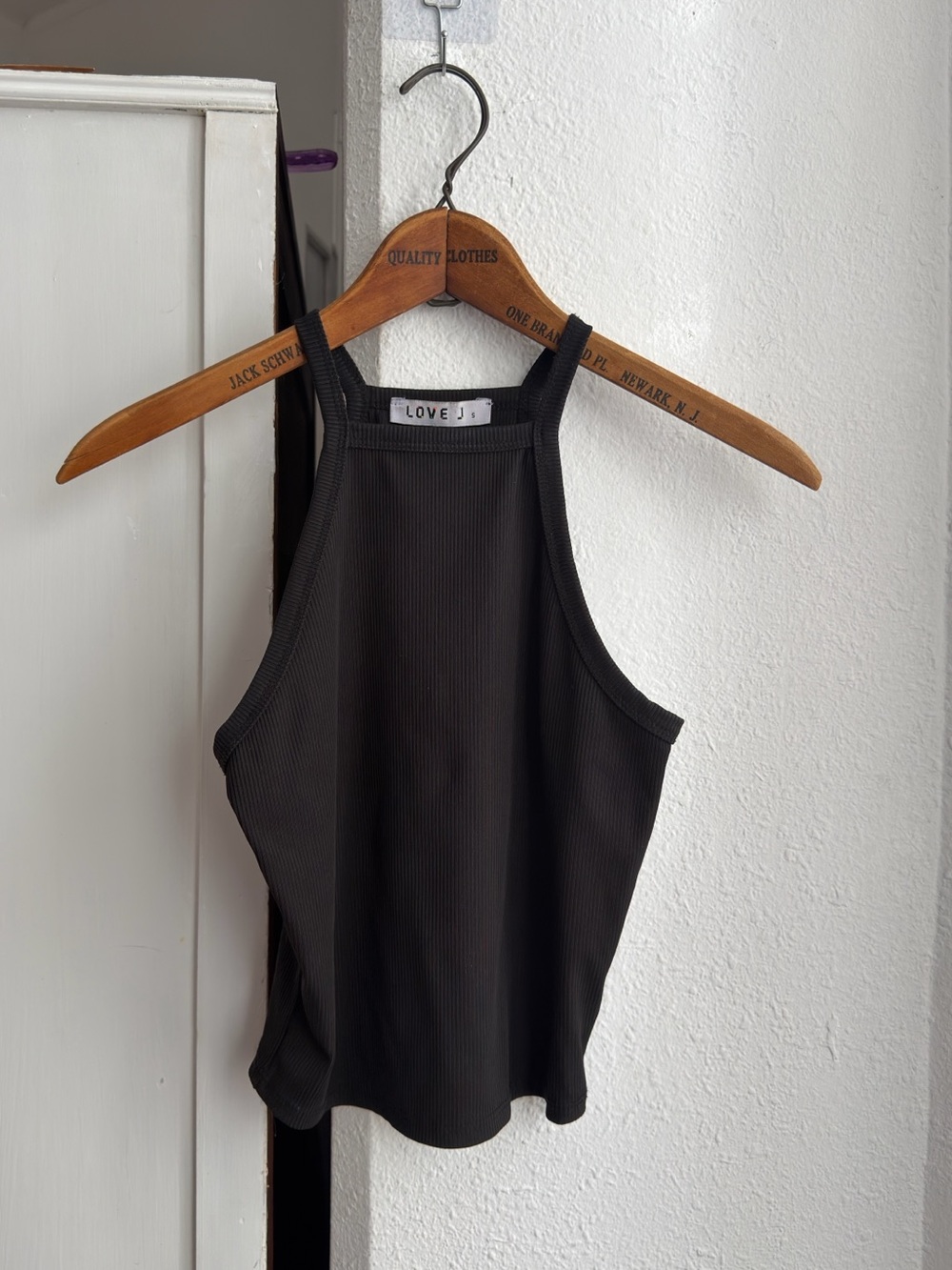 love J Black Rib-Knit Halter Tank